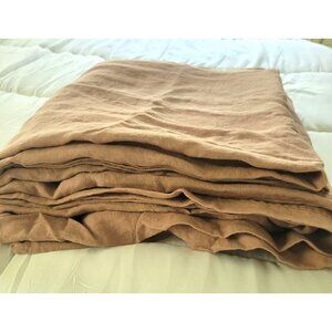 Ikea Puderviva 100% Linen Duvet Cover Dark Pink Ties Full  New Breathable